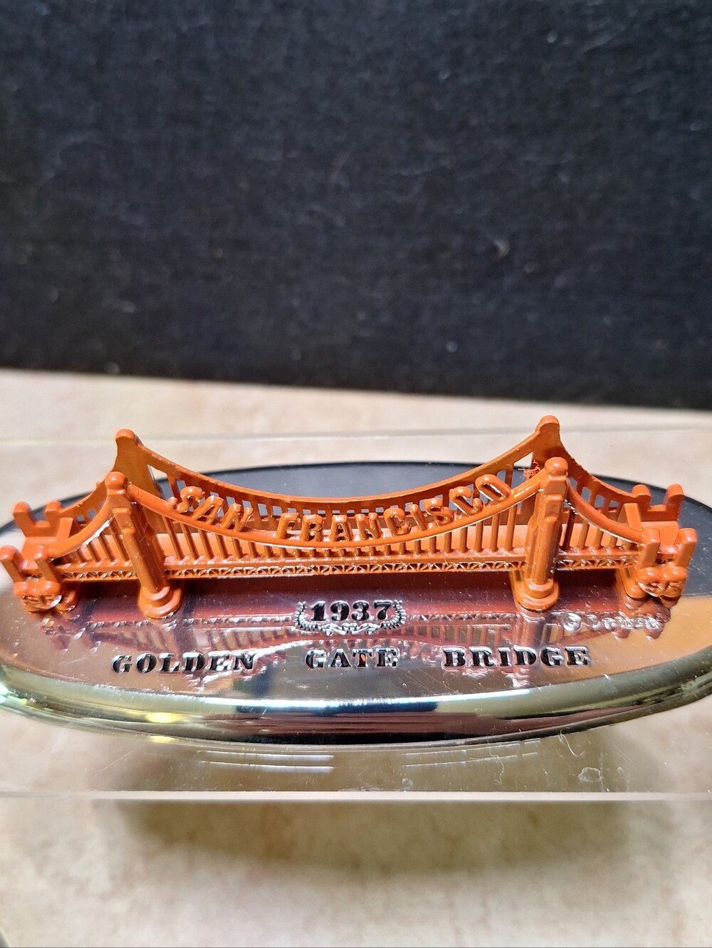 1937 San Francisco Souvenir Golden Gate Bridge Mini Metal Model Paperweight VTG